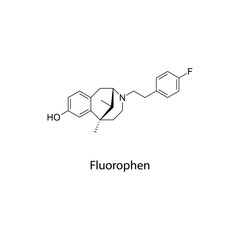 Fluorophen molecular structure, synthetic opioid research chemical with potent analgesic activity, clean scientific vector diagram, flat skeletal chemical formula isolated 