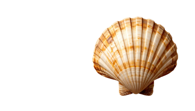 Close-up of scallop shell against a stark black background
