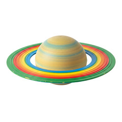 Toy planet saturn with rainbow rings