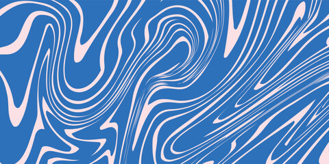 Abstract background pattern with colorful waves. Psychedelic groovy trippy y2k retro seamless pattern in blue and pink colors. Wavy and swirled brush strokes liquid background for packaging design