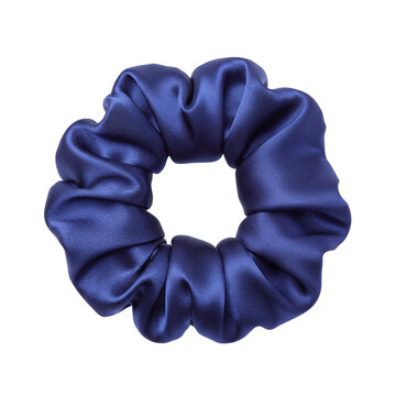Navy blue silk hair scrunchie accessory