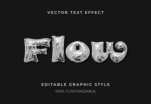 Gray Liquid Chrome Text Effect Metallic Glossy Font
