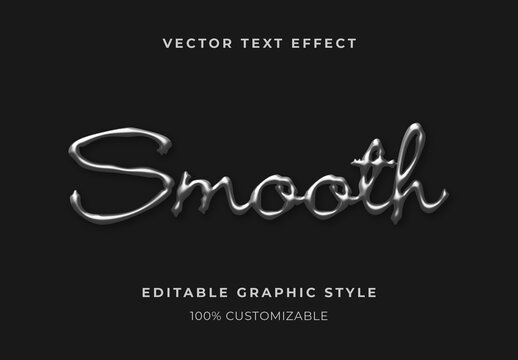 Silver Metallic Liquid Text Effect Polished Script Font