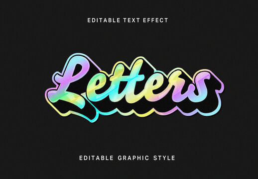 Colorful Holo Sticker Text Effect 3D Gradient Script Font