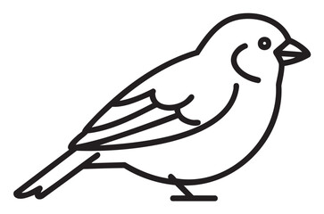 Obraz premium Black outline icon of a simple sparrow bird facing right. minimal linear art for nature and wildlife concepts.