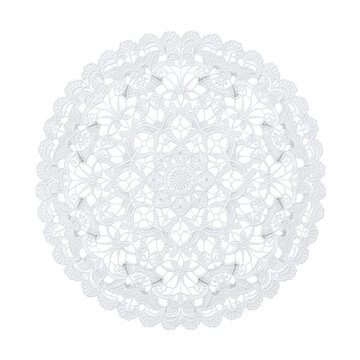 Intricate white lace doily decoration