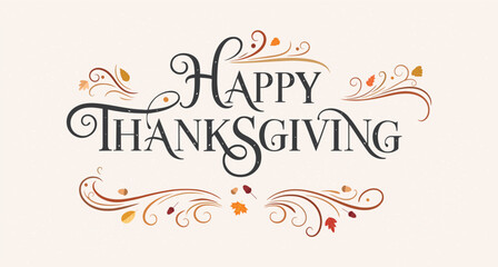 Thanksgiving Vector – Vintage Style Calligraphy Typography Design for Autumn Holiday and Gratitude Celebration