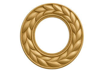 Elegant golden laurel wreath frame isolated on a transparent background, design
