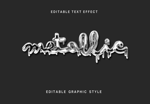 Silver Metallic Liquid Chrome Text Effect Dripping Glossy Script Font
