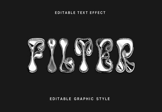 Silver Liquid Chrome Text Effect Flow Metallic Script Font