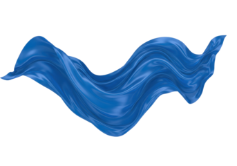 Isolated flowing silk wave, drapery of satin textile, folded cloth, rippled abstract fabric