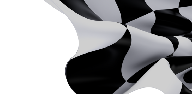 A close-up view of a waving checkered flag on a white background. This image symbolizes victory, speed, and the finish line. Perfect for sports,