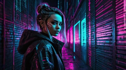 young woman in the night