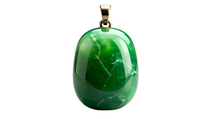 Green gemstone pendant with gold bail, shiny and elegant on black