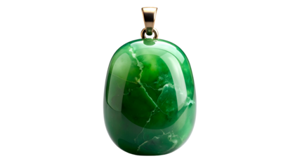 Green gemstone pendant with gold bail, shiny and elegant on black
