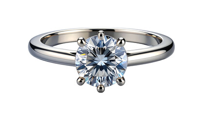 Gleaming solitaire ring, round-cut diamond, six-prong setting, elegant, on black