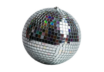 Isolated disco ball party light for a celebration, shimmering decoration, silver colors