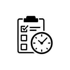 Checklist and clock icon for time management, schedule planning and productivity tools