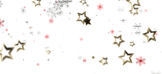 Festive illustration with gold stars and snowflakes, perfect for Christmas and winter designs. Ideal for holiday greetings, decorations, and sea