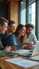 Fototapeta premium Team collaboration in a modern workspace