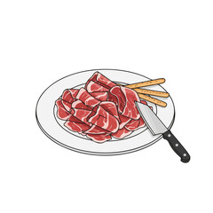 Iberian Ham Slices Vector Illustration