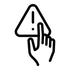 hand and exclamation mark outline icon vector design good for web or mobile app