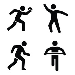 Dynamic sports figures four athletic silhouettes representing action and competition in sports activities silhouette