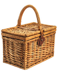 Antique wicker picnic basket with lid