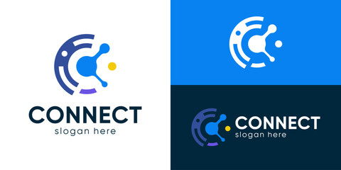 Fototapeta premium Creative modern connect logo template. Abstract initial C for connect logo design vector illustration.