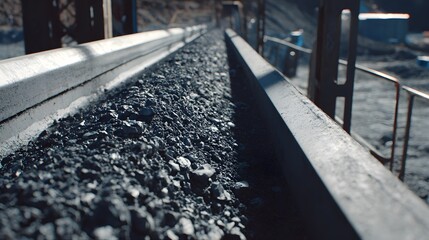 Conveyor belt carrying coal transporting raw materials