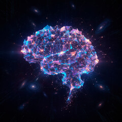 Digital representation of a neural network and brain connections in futuristic style
