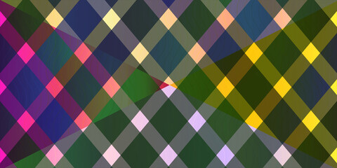 Abstract geometric pattern of overlapping diamond shapes with vibrant and dark color gradients
