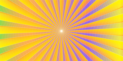Vibrant abstract radial burst of yellow orange and purple light with sparkling texture
