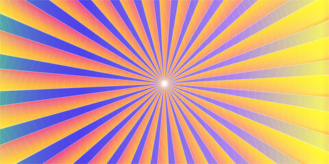 Vibrant psychedelic radial burst of colorful light rays emanating from a central point