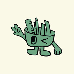 hand drawn cute pencil case cartoon illustration