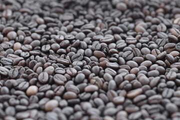Freshly Roasted Coffee Beans Background. Espresso Brewing