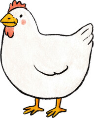 Cute White Chicken Illustration: Adorable Farm Animal Portrait.