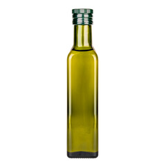 olive oil in glass bottle on white background, isolate