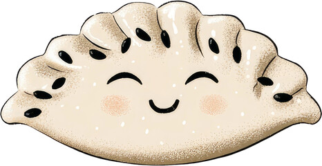 Cute Smiling Dumpling Illustration: Delicious Food Concept.