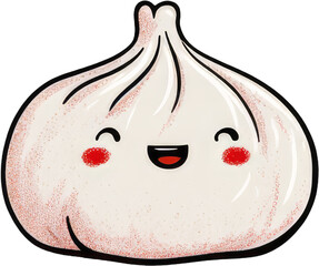 Cute Cartoon Dumpling with a Happy Smiling Face.