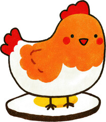 Cute Cartoon Chicken on Fried Egg Illustration.