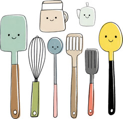 Cute Kitchen Utensils: Whisk Spatula Spoon and More.