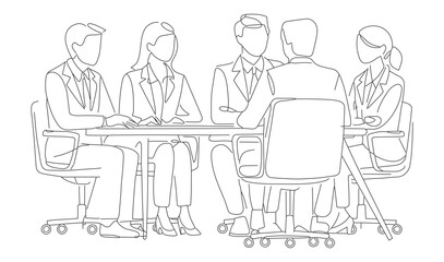 Corporate Office Teamwork Illustration, Business Meeting, Brainstorming, and Professional Collaboration Vector