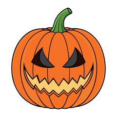 cartoon halloween pumpkin with scary face outline