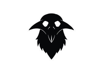 dark crow skull face silhouette vector icon