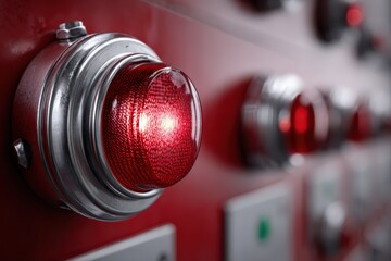 Close up view of an active fire alarm system signaling an alert Generative AI
