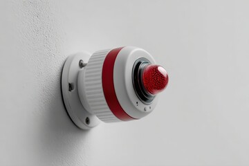 Close up view of a red flashing fire alarm mounted on a wall Generative AI