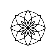 Obraz premium Geometric flower design in black and white silhouette