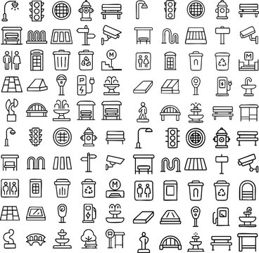 Urban Icons Cityscape Elements Illustration.