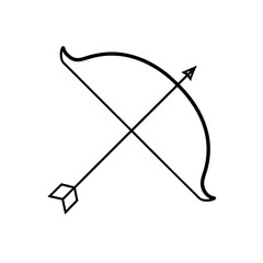 Simple line drawing of a bow and arrow silhouette